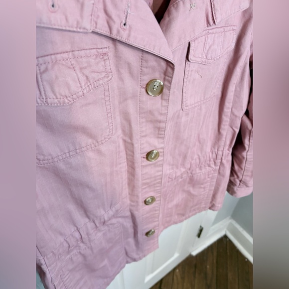Talbots Safari Jacket | Dusty Pink Cotton Twill Utility Jacket | Size XL - Picture 6 of 10
